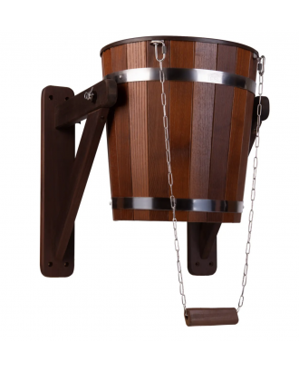 Seau de douche, modèle Waterfall en bois thermo-traité 20 L avec insert en plastique Seau de douche