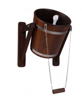 Seau de douche, modèle Waterfall en bois thermo-traité 20 L avec insert en plastique Seau de douche