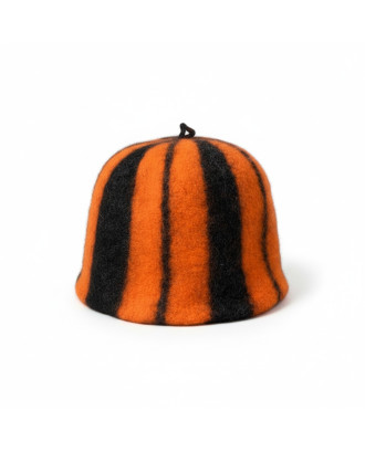 Bonnet de sauna rayé marron et orange, 100 % laine ACCESSOIRES DE SAUNAS