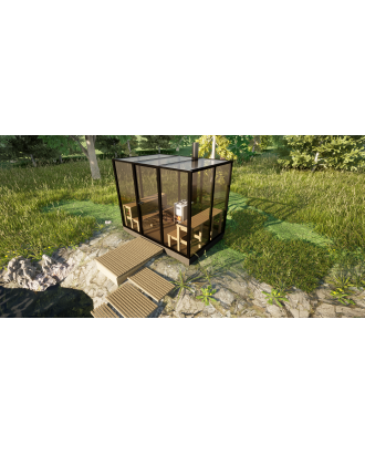SAUNA EXTÉRIEUR CABINE VERRE&CLASS-2 SAUNA EXTÉRIEUR