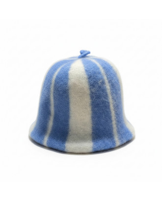 Bonnet de sauna à rayures bleues 100% laine Bonnet de sauna à rayures bleues 100% laine ACCESSOIRES DE SAUNAS