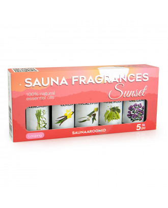 Sauflex collection d'huiles essentielles de sauna 5x15ml, Sunset AROMES DE SAUNA ET SOINS DU CORPS