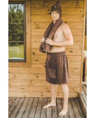 Tablier de sauna pour homme MARRON 55 x 150 cm