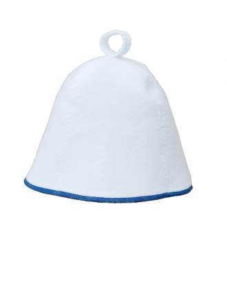 Chapeau de Sauna - Blanc Avec Bande Bleue