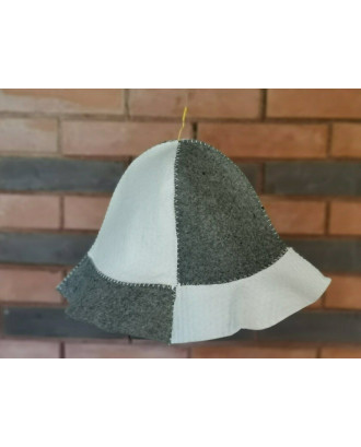 Chapeau de Sauna - Gris et Blanc, 100% laine ACCESSOIRES DE SAUNA