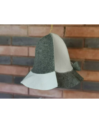 Chapeau de Sauna - Gris et Blanc, 100% laine ACCESSOIRES DE SAUNA