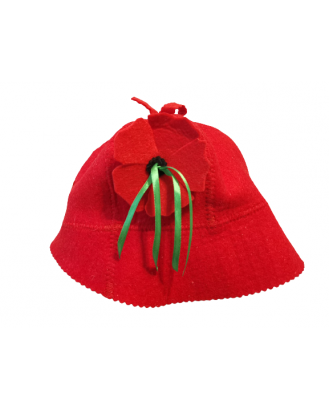 Chapeau de sauna - Fleur rouge, 100 % laine ACCESSOIRES DE SAUNA