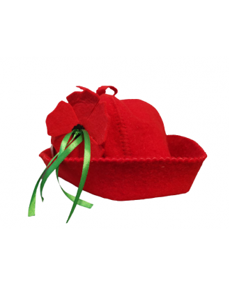 Chapeau de sauna - Fleur rouge, 100 % laine ACCESSOIRES DE SAUNA