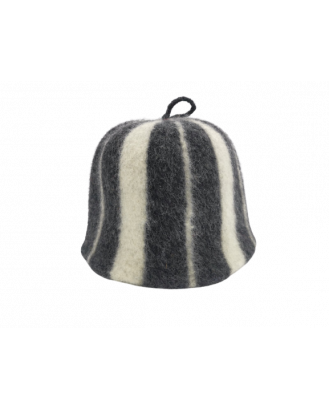 Chapeau de Sauna- rayé noir blanc, 100% laine