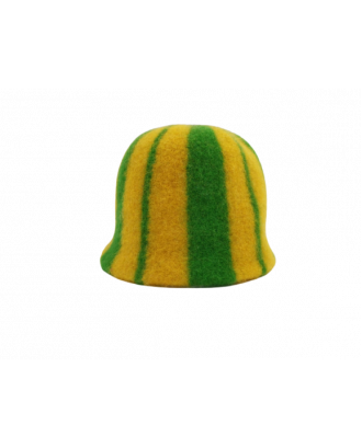Chapeau de sauna - rayé vert - jaune, 100 % laine