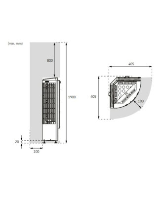 Poêle de sauna électrique Harvia Cilindro Corner XE, 6,8 kW, avec unité de contrôle Xenio RÉCHAUFFEURS ÉLECTRIQUES DE SAUNA