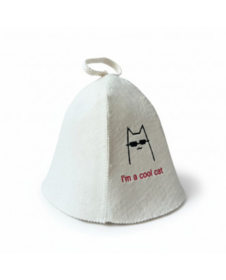 Chapeau de sauna - chat, blanc Chapeau de sauna - chat, blanc ACCESSOIRES DE SAUNAS