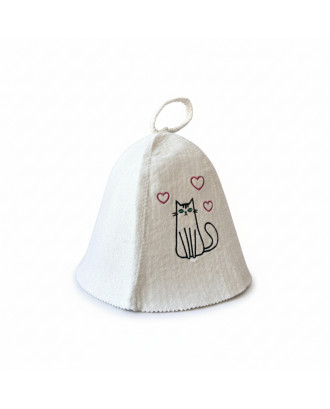 Chapeau de sauna - chat, blanc Chapeau de sauna - chat, blanc ACCESSOIRES DE SAUNAS
