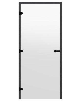 Portes de sauna en verre HARVIA 8x19 Transparent (cadre en pin noir)