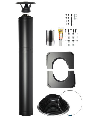 Cheminée en acier Harvia 1500, avec kit sauna tonneau, noire POÊLES DE SAUNA À BOIS