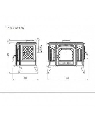 Poêle en fonte P7 10,5 kW POÊLES CHAUFFANTS