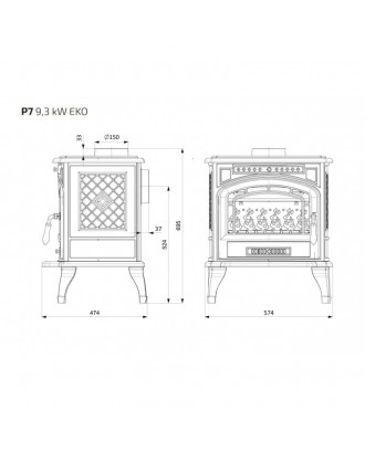 Poêle en fonte KAWMET P7 9,3 kW POÊLES CHAUFFANTS