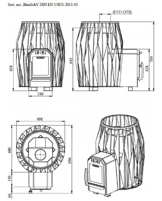 Poêle à bois pour sauna – COSY WOOD 12OG-TW POÊLES DE SAUNA À BOIS