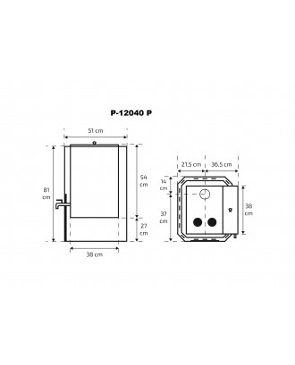 Chauffe-sauna SKAMET P-12040P Réservoir d'eau - droite POÊLES DE SAUNA À BOIS