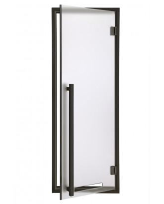 Porte de sauna publicitaire moderne, Aspen, finition mate transparente 90x210cm PORTES DE SAUNA