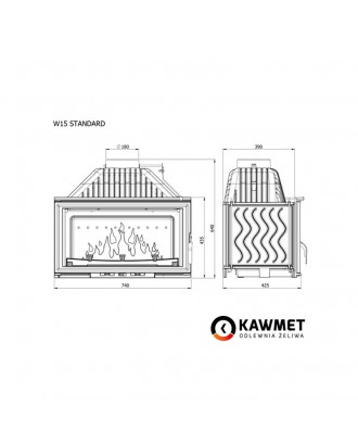 Insert de cheminée KAWMET W15 13,5 kW ECO CHEMINÉES